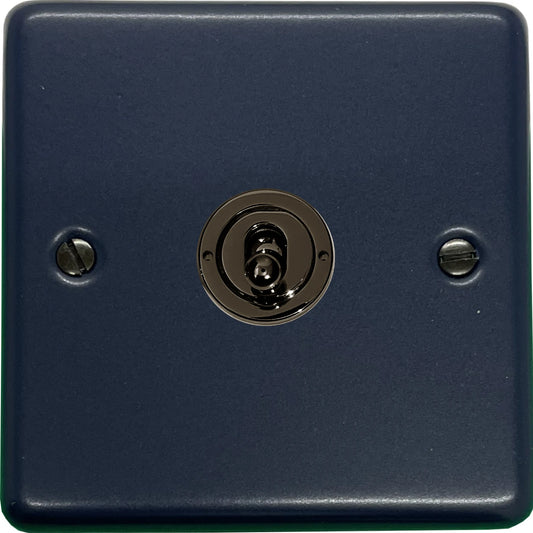 Contour Blue 1 Gang Toggle Switch (Black Nickel Toggle)