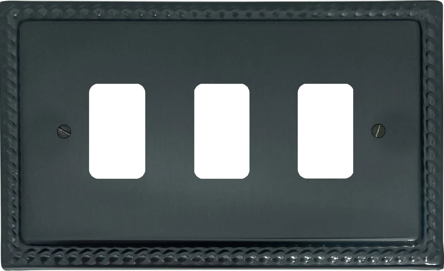 Georgian Black Bronze 3 Gang Grid Plate