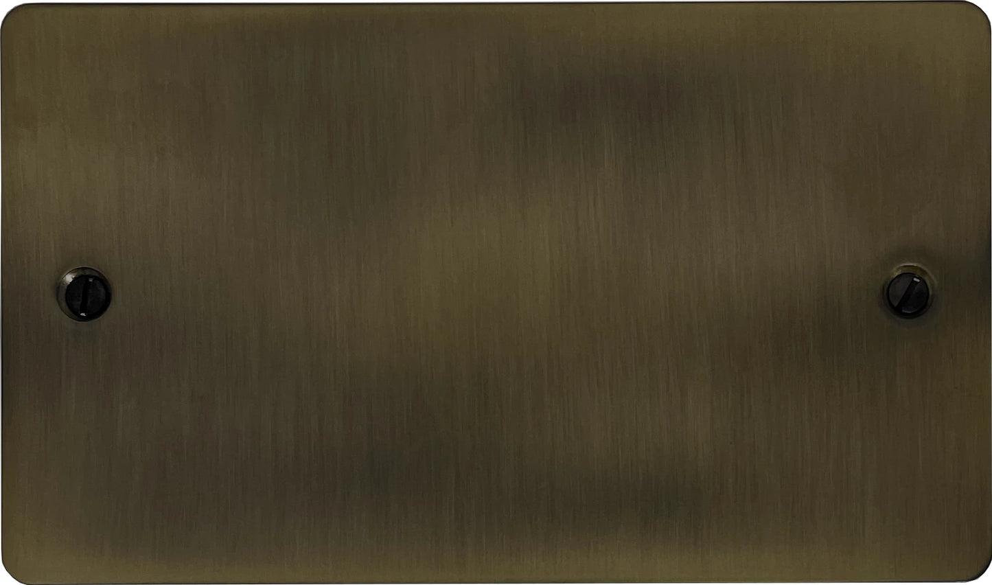 Flat Antique Brass 2 Gang Blank