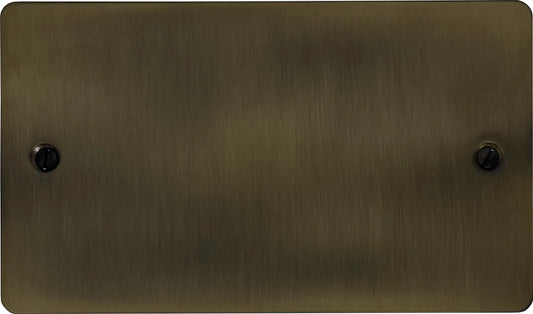 Flat Antique Brass 2 Gang Blank