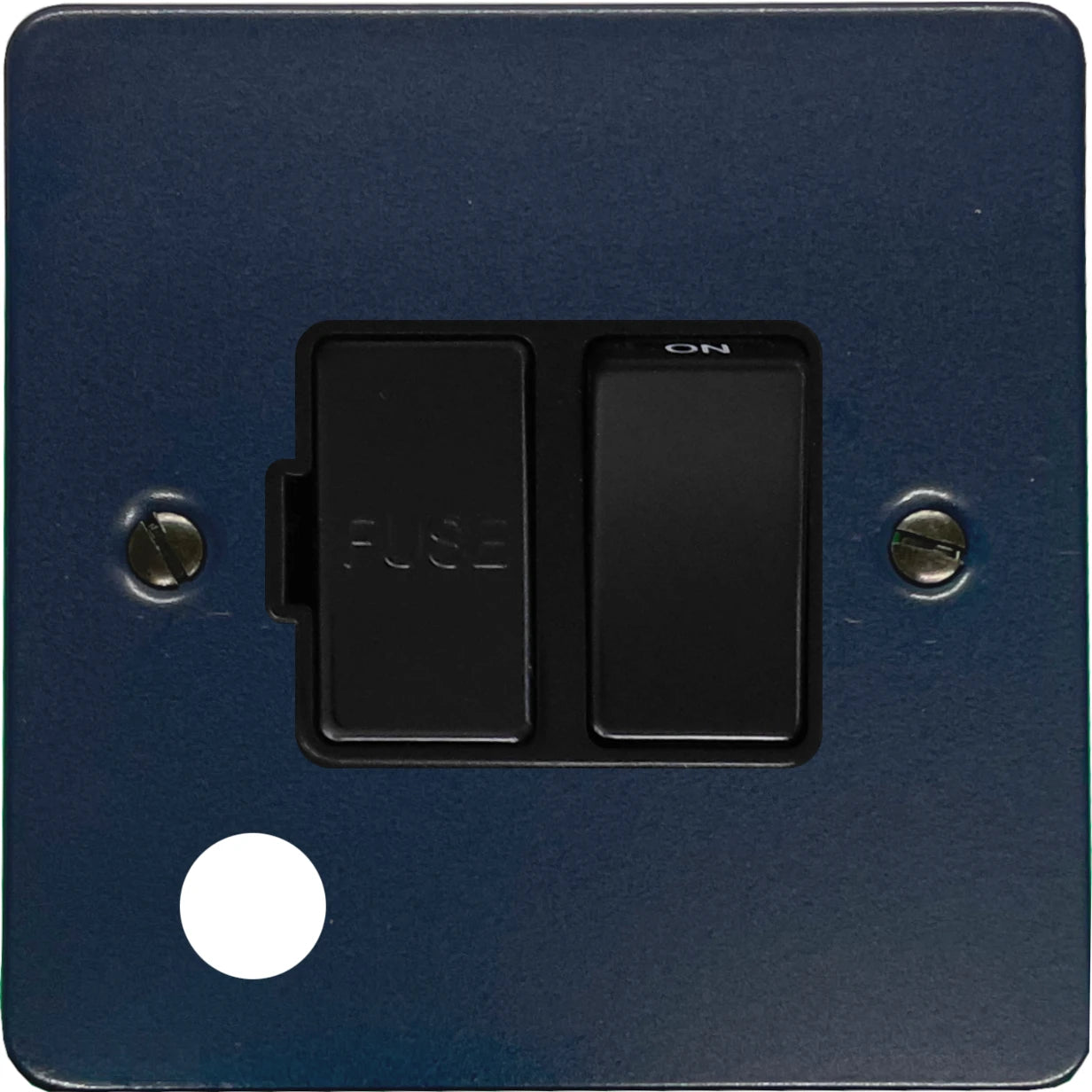 Flat Blue Switched Fuse Spur with Flex Outlet (Black Switch)