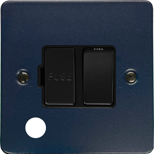 Flat Blue Switched Fuse Spur with Flex Outlet (Black Switch)