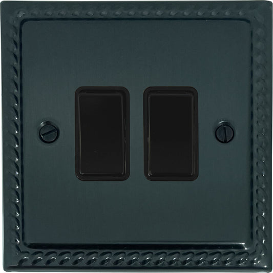 Georgian Black Bronze 2 Gang Switch (Black Switches)