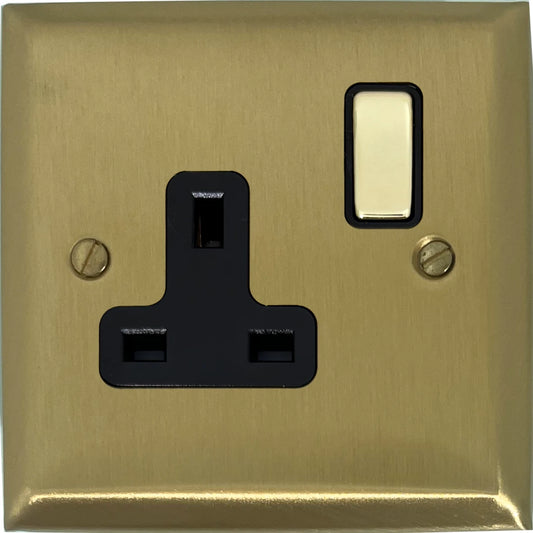 Spectrum Satin Brass 1 Gang Socket (Black Insert)
