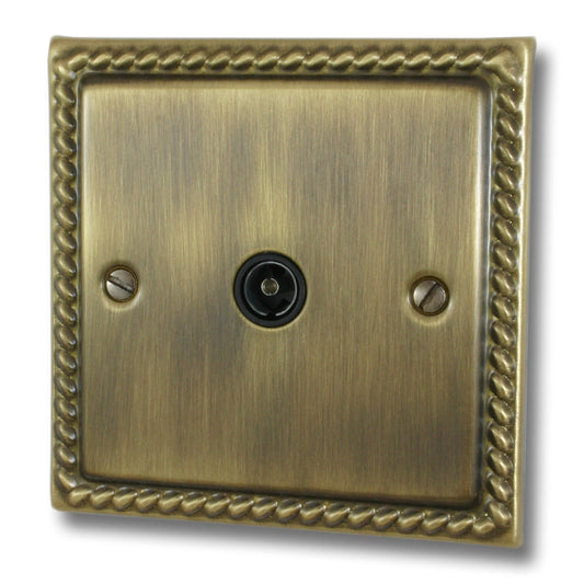 Georgian Antique Brass 1 Gang Coax Point