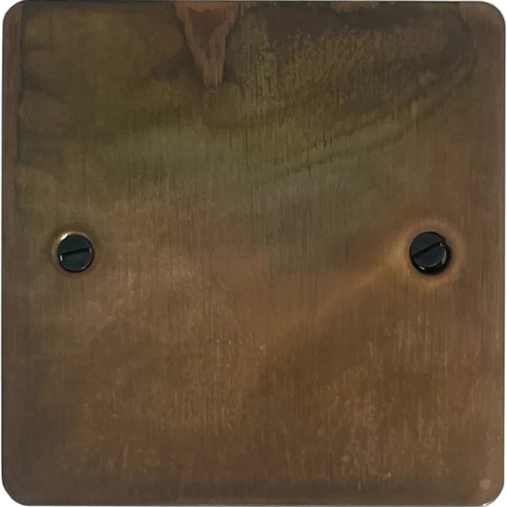 Flat Tarnished Copper 1 Gang Blank Plate