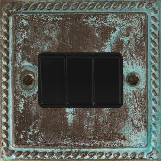Georgian Verdigris 3 Gang 2 Way Switch