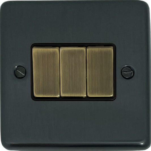 Contour Black Bronze 3 Gang Switch
