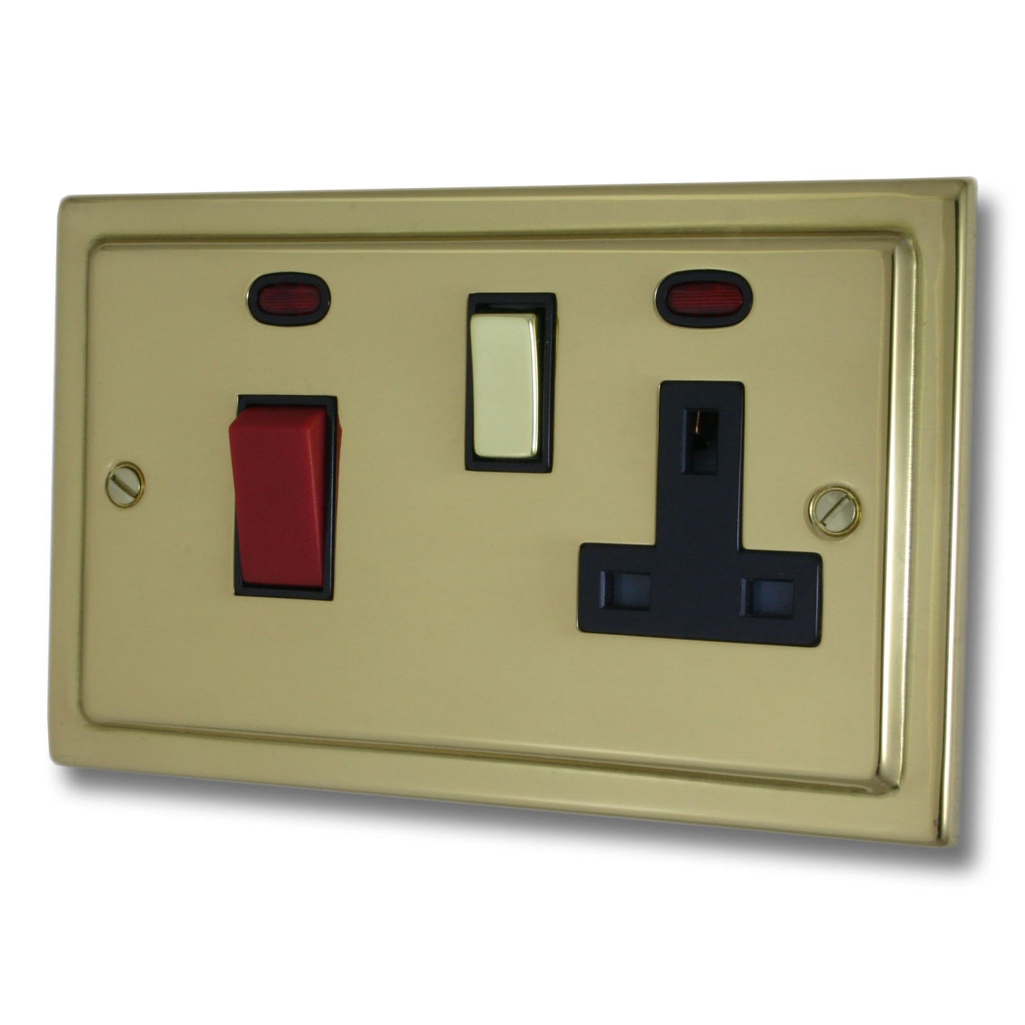 Victorian Polished Brass 45 Amp Switch & 13 A Socket