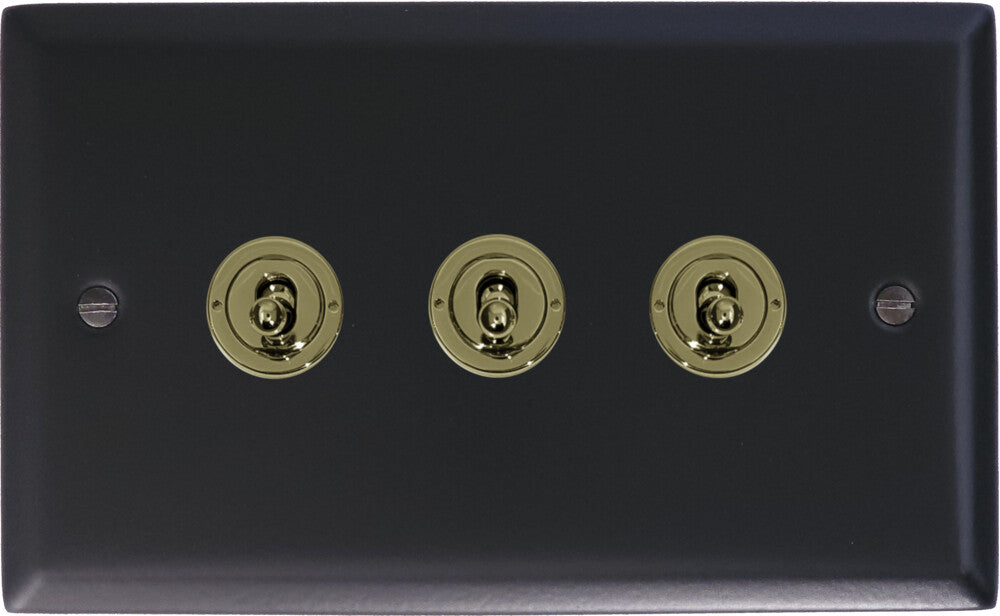 Spectrum Flat Black  3 Gang Toggle Switch