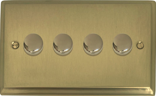 Deco Satin Brass 4 Gang LED Dimmer