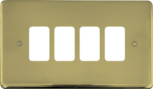 Contour Polished Brass 4 Gang Grid Plate