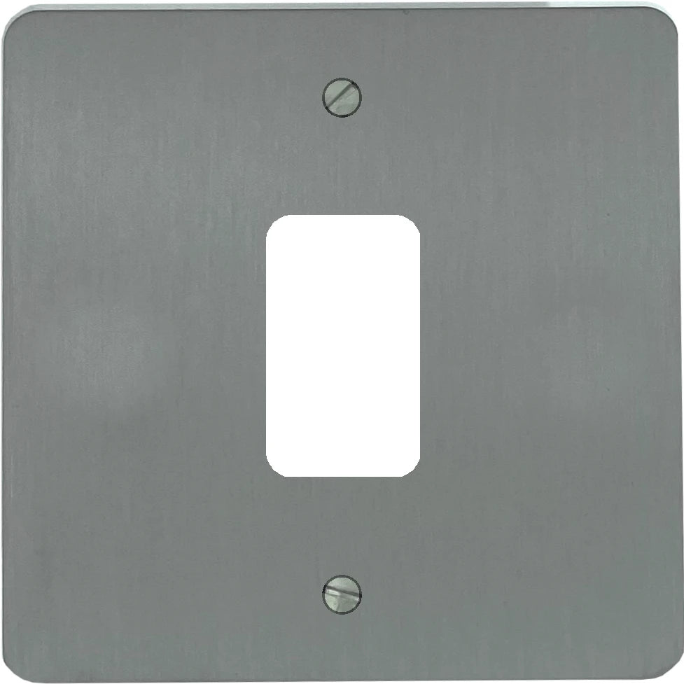 Flat Brushed Steel 1 Gang Grid Plate