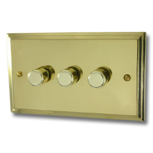 Victorian Polished Brass 3 Gang LED Dimmer
