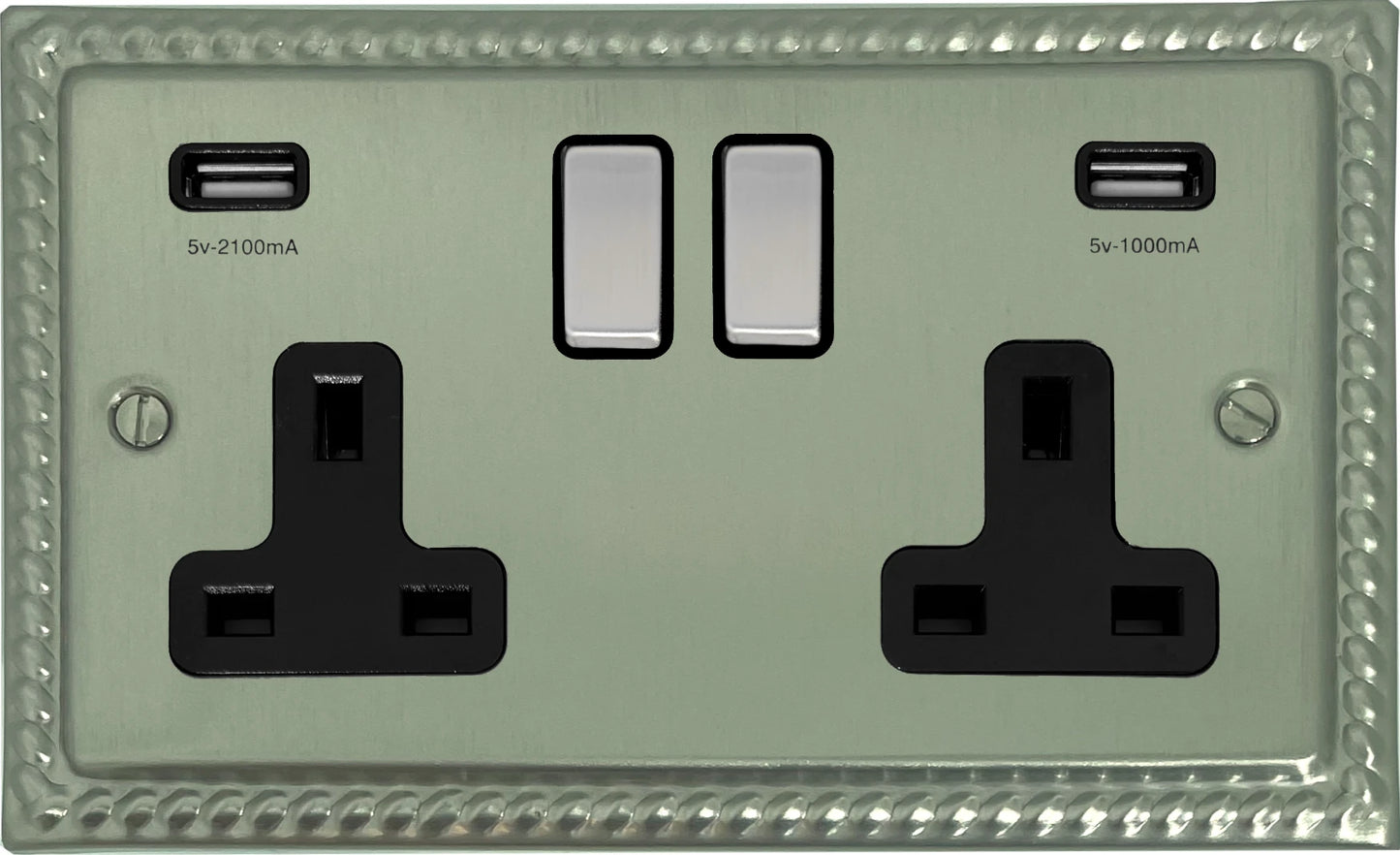 Monarch Satin Nickel 2 Gang Usb Socket