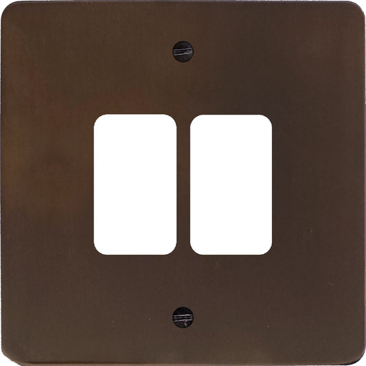 Flat Medium Bronze 2 Gang Grid Plate