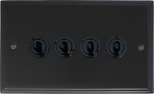 Victorian Flat Black 4 Gang Toggle (Flat Black Toggle)
