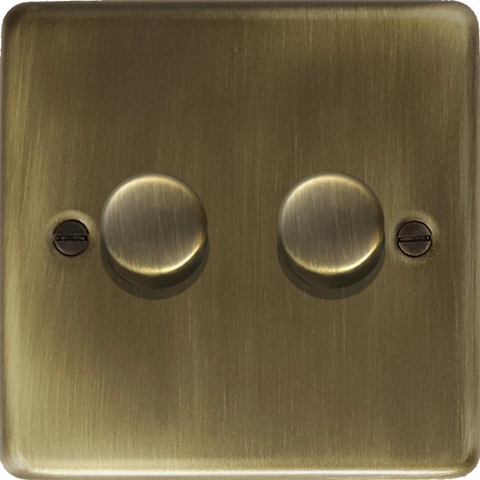 Contour Antique Brass 2 Gang LED Dimmer