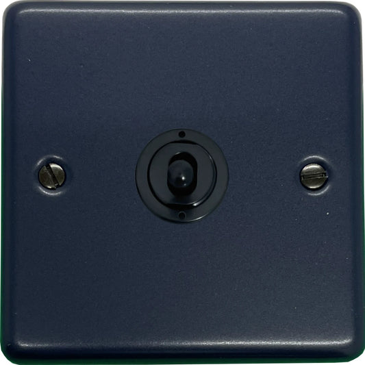 Contour Blue 1 Gang Toggle Switch (Flat Black Toggle)