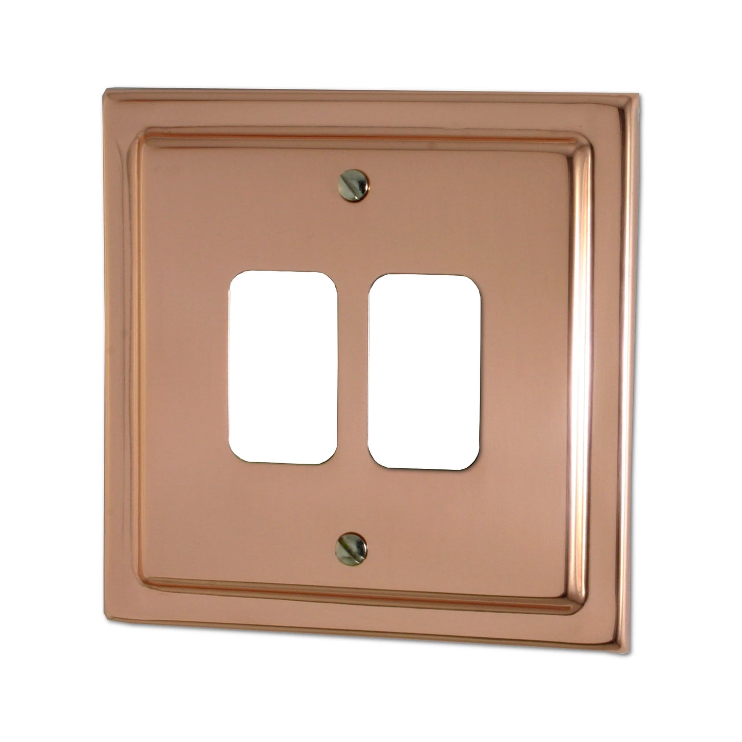 Victorian Polished Copper 2 Gang Grid Plate