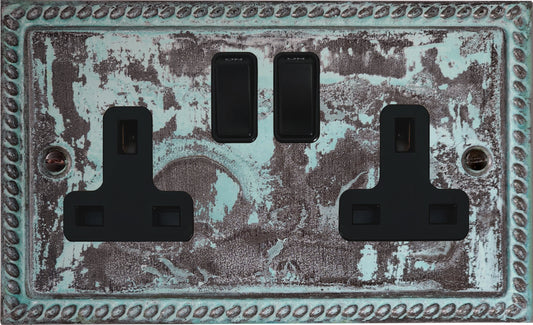 Georgian Verdigris 2 Gang Socket