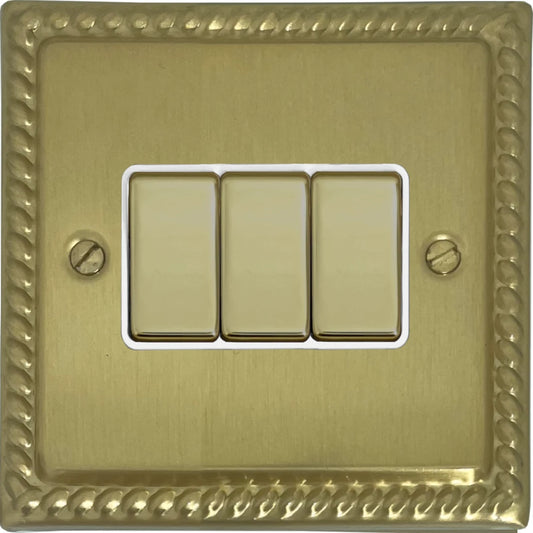 Monarch Satin Brass 3 Gang Switch