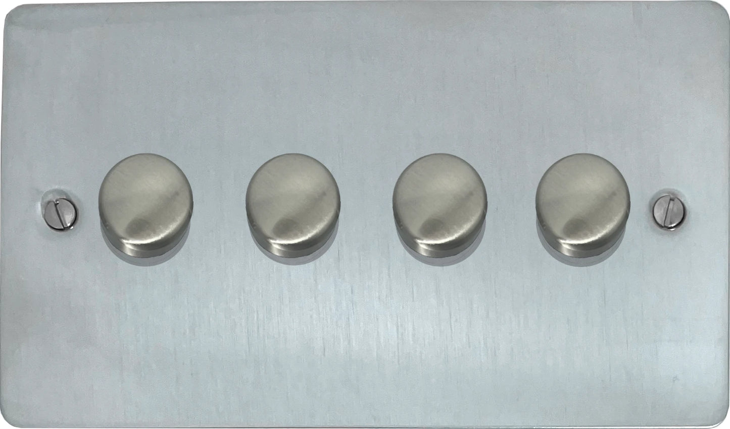 Flat Satin Chrome 4 Gang LED Dimmer