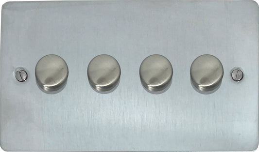 Flat Satin Chrome 4 Gang LED Dimmer