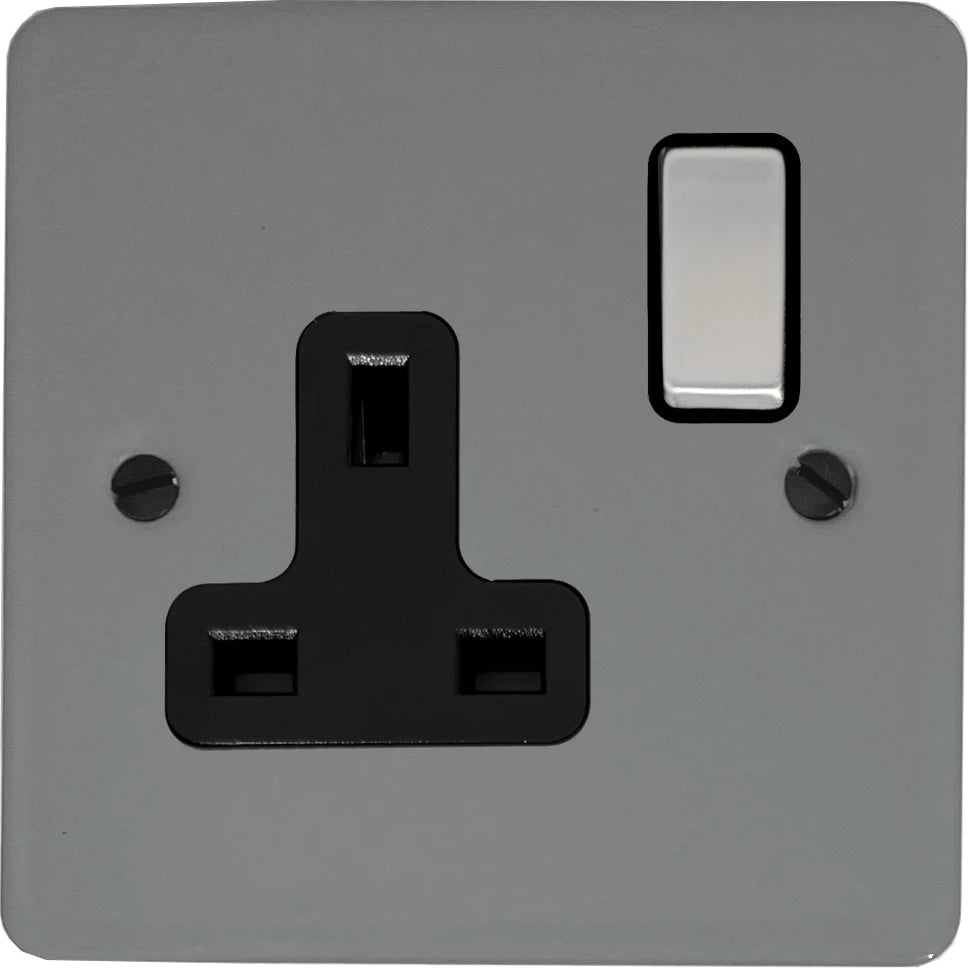 Flat Light Grey 1 Gang Switched Socket