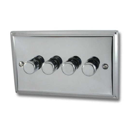 Deco Polished Chrome 4 Gang 120W LED Dimmer