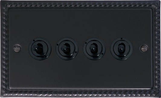 Georgian Flat Black 4 Gang Toggle (Flat Black Toggle)
