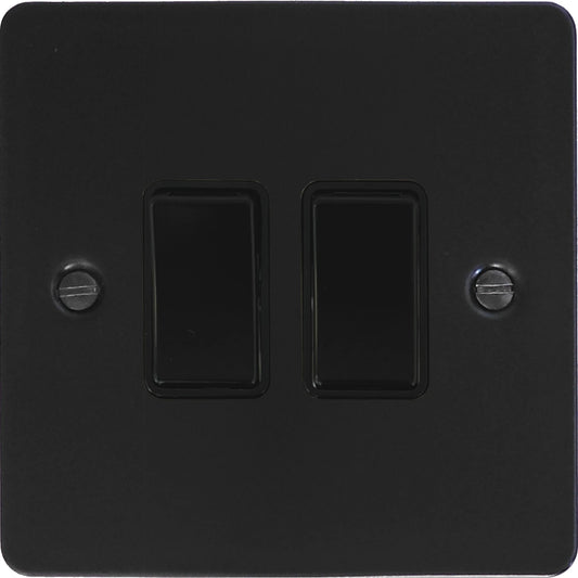 Flat Black 2 Gang Switch (Black Switches)