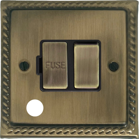 Georgian Light Antique Brass Switch Fused Spur with Flex Outlet (Brass Switch)