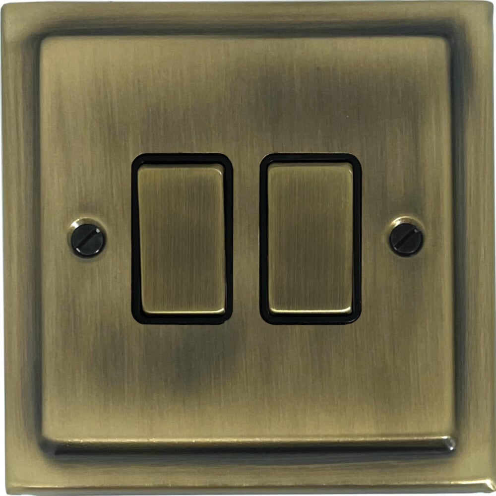 Victorian Light Antique Brass 2 Gang Switch