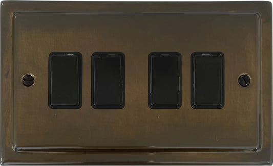 Victorian Medium Bronze 4 Gang Switch