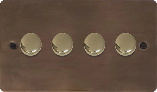 Flat Medium Bronze 4 Gang LED Dimmer