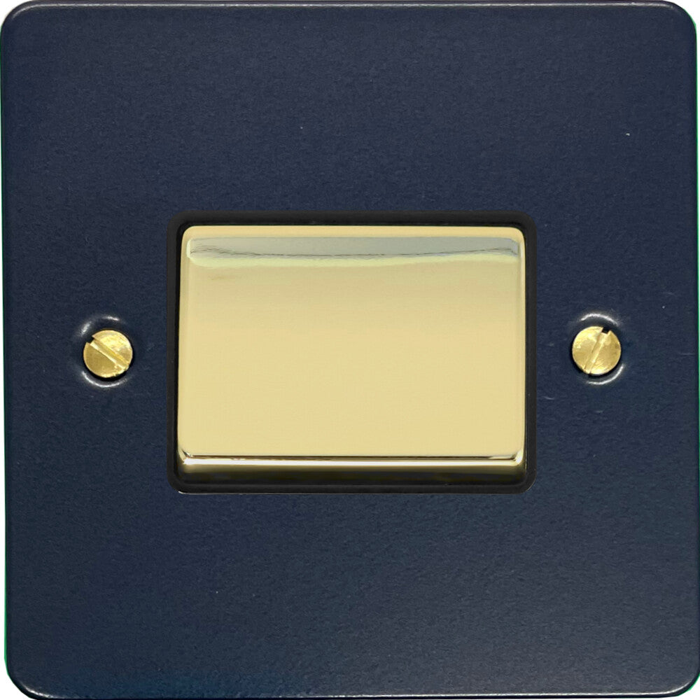 Flat Blue Fan Isolator (Polished Brass Switch/Black Insert)