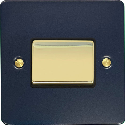 Flat Blue Fan Isolator (Polished Brass Switch/Black Insert)