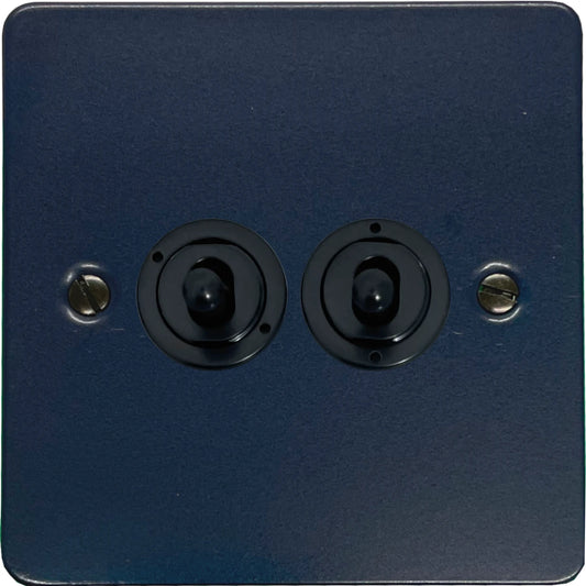 Flat Blue 2 Gang Toggle (Flat Black Toggle)