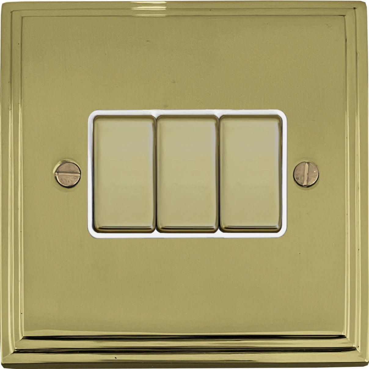 Victorian Polished Brass 3 Gang Switch