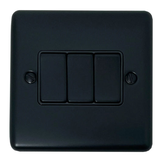 Basics Matt Black 3 Gang Light Swiitch