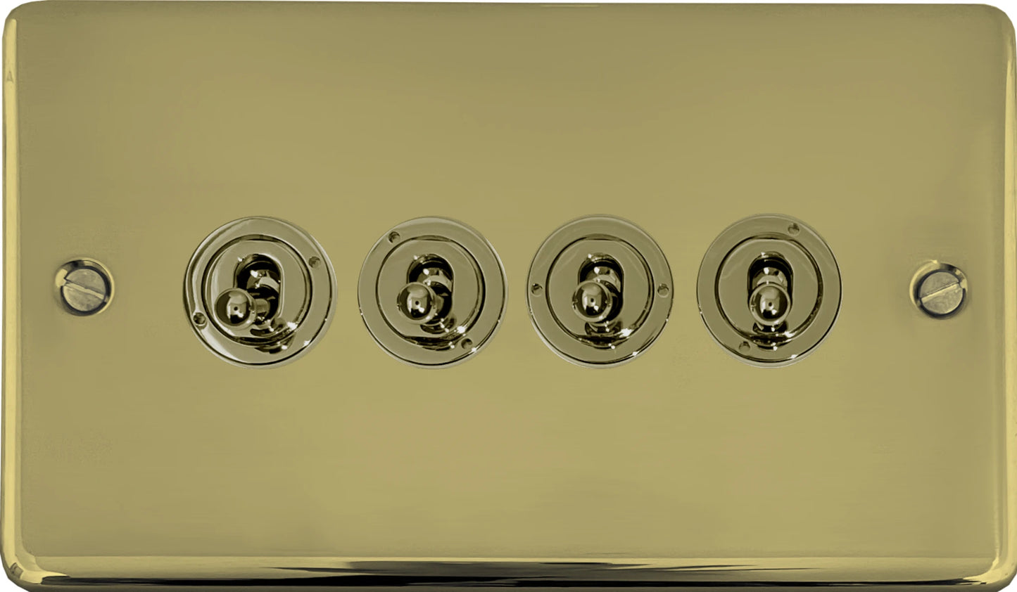 Contour Polished Brass 4 Grid Toggle Plate