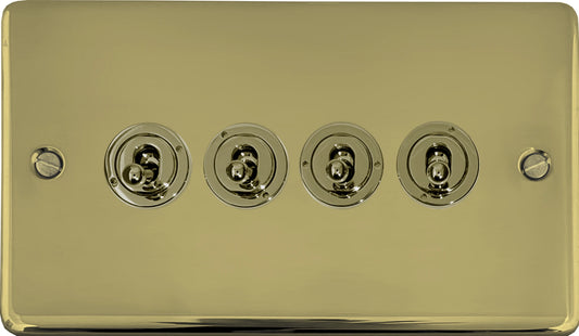 Contour Polished Brass 4 Grid Toggle Plate