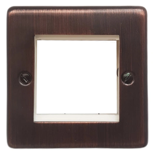 Contour Antique Copper 1 Gang 2 Mod Euro Plate + Frame
