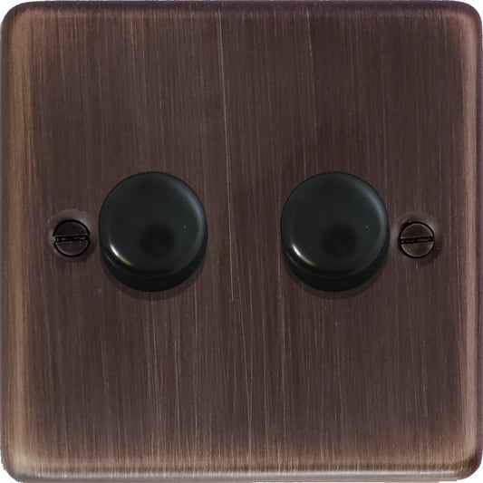 Contour Antique Copper 2 Gang 120W LED Dimmer