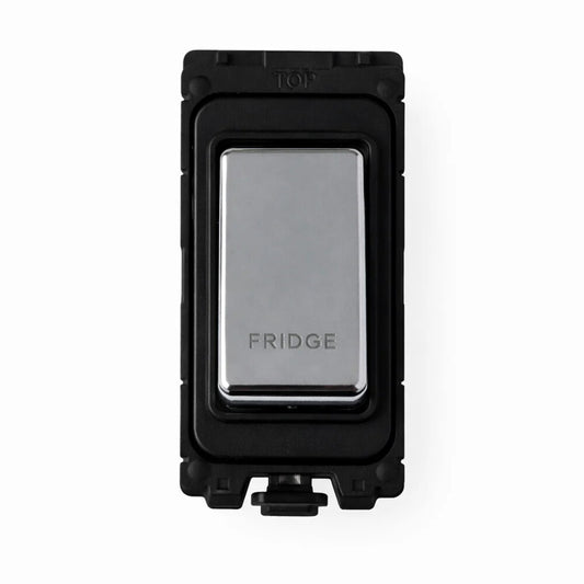 20A DP Switch - Engraved - Fridge - Black and Polished Chrome Switch