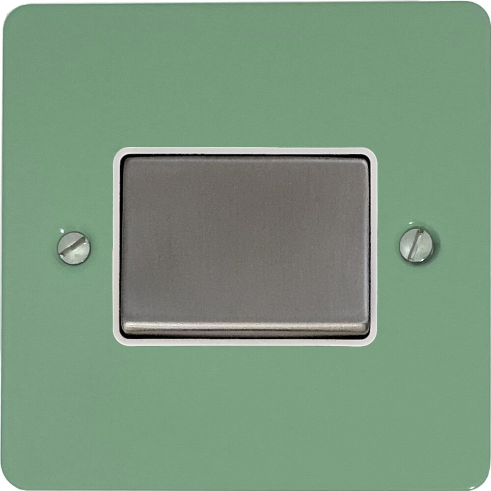 Flat Sage Green Fan Isolator (Satin Chrome Switch/White Insert)