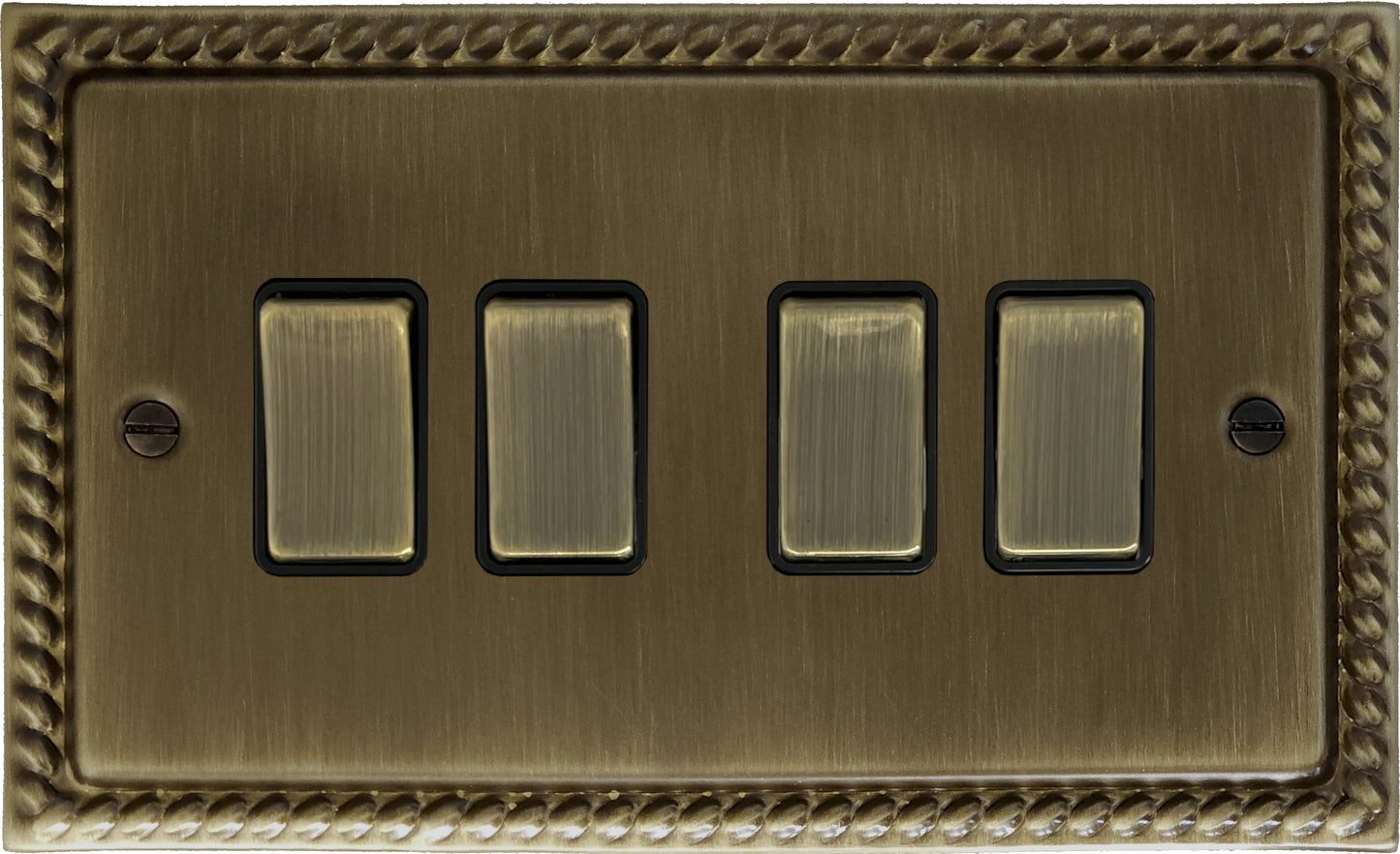 Georgian Antique Brass 4 Gang Switch (Brass Switches)