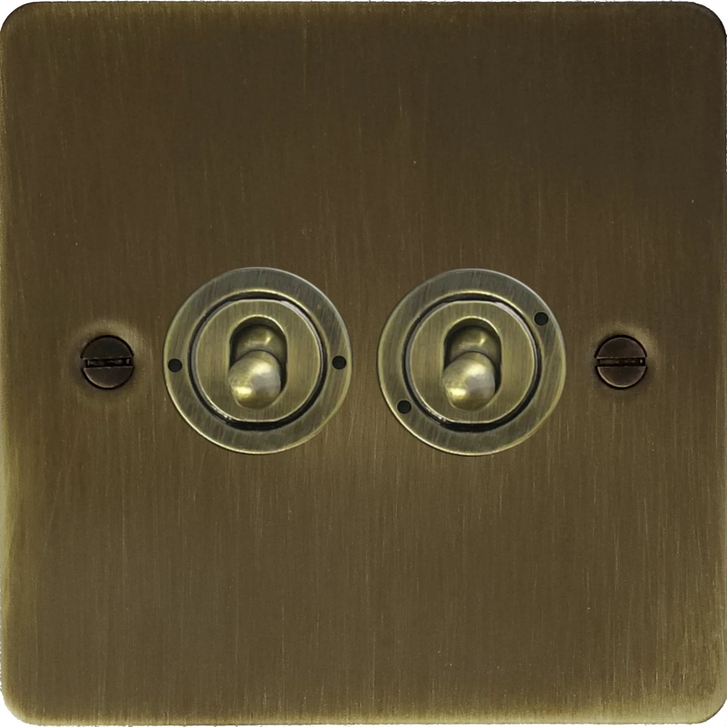 Flat Antique Brass 2 Gang Toggle Switch