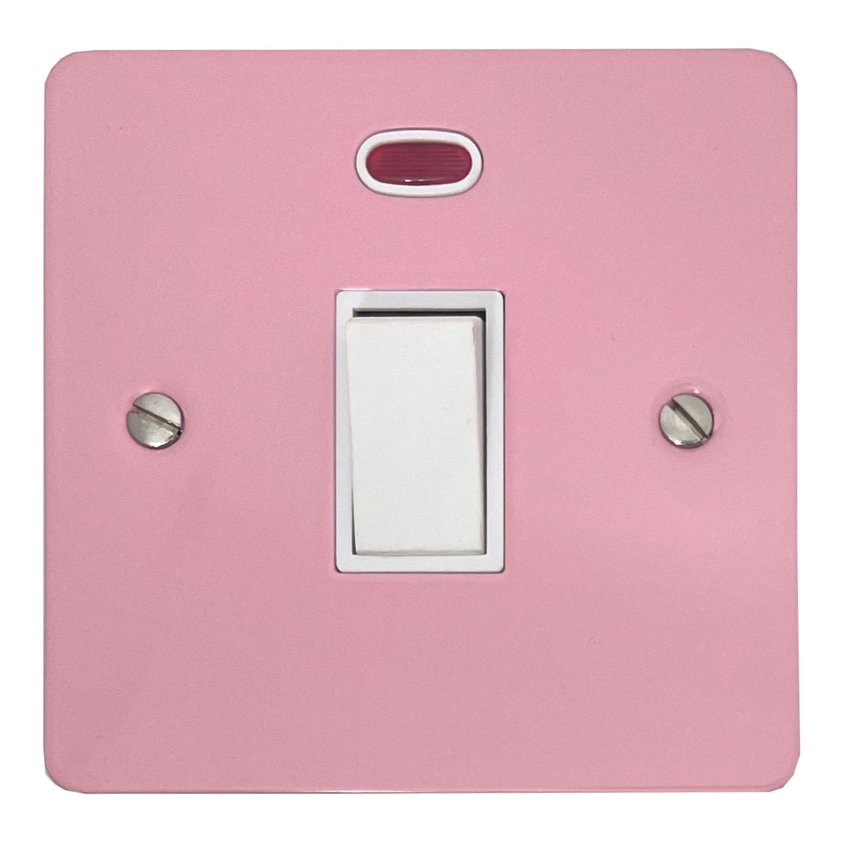 Flat Gloss Pink 20 Amp DP Switch with Neon (White Switch)